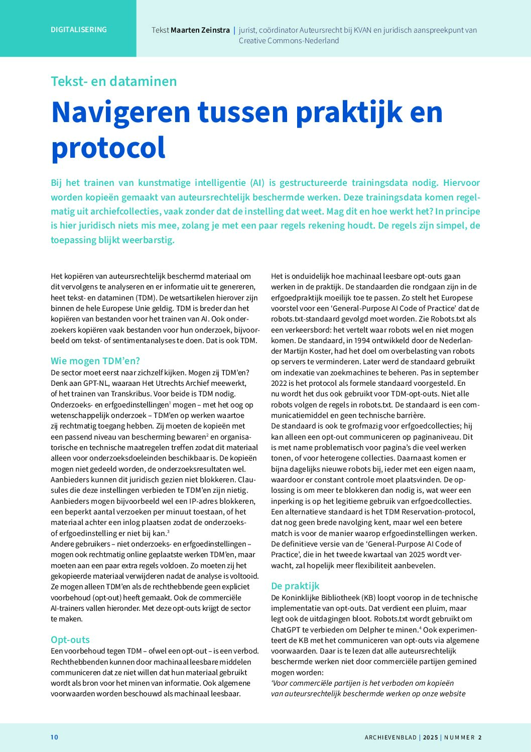 Tekst- en datamining: tussen wet en praktijk — De poortwachter van data